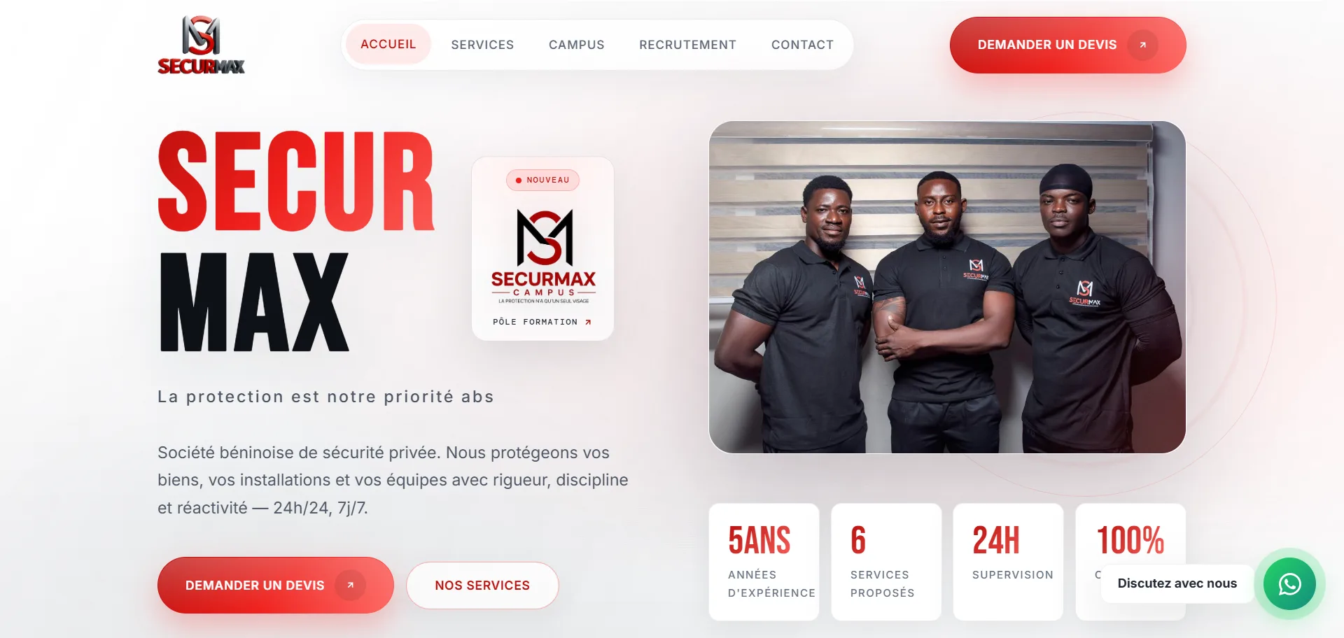 Aperçu du projet SECURMAX Bénin - Société de Sécurité Privée