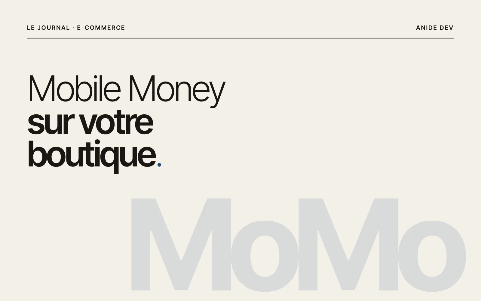 Intégrer Mobile Money sur votre boutique en ligne
