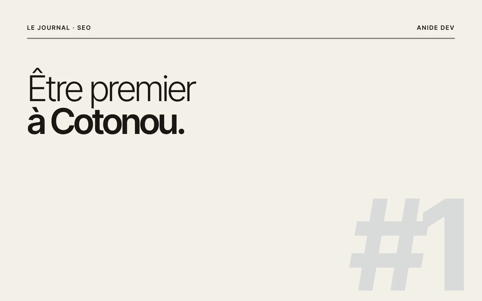 SEO local : être premier à Cotonou